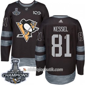 Män Ishockey Pittsburgh Penguins Tröja Phil Kessel 81 1917-2017 100th Anniversary Adidas Svart 2017 Stanley Cup Champions Authentic